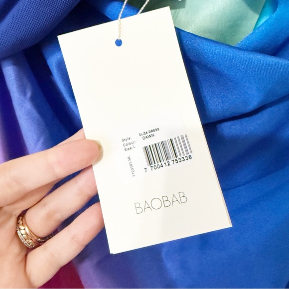 NWT Baobab Eliza Dress in Dawn Ombré Multicolor One Shoulder Revolve Size Large - Picture 5 of 9